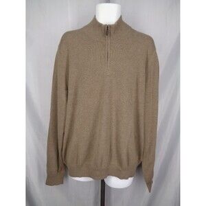 Jos A Bank Traveler Brown Pima Cotton 1/4 Zip Sweater Size XXL Men New